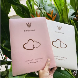 แฟ้มปกทะเบียนสมรส ลายหัวใจ ผ้าไหมญี่ปุ่น สำหรับใส่ทะเบียนสมรส 2 ใบ
