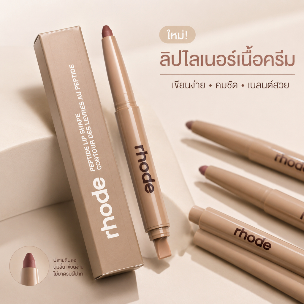 Rhode ลิปเพนซิล เนื้อเนียนไม่ติดร่อง เปปไทด์บำรุงปาก ให้ลุคปากที่เป๊ะยิ่งขึ้น
