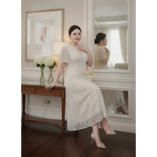 Dz370-Elysian Lace MaxiDress'เดรสยาวลูกไม้สีครีมสวยหรูใส่ออกงาน