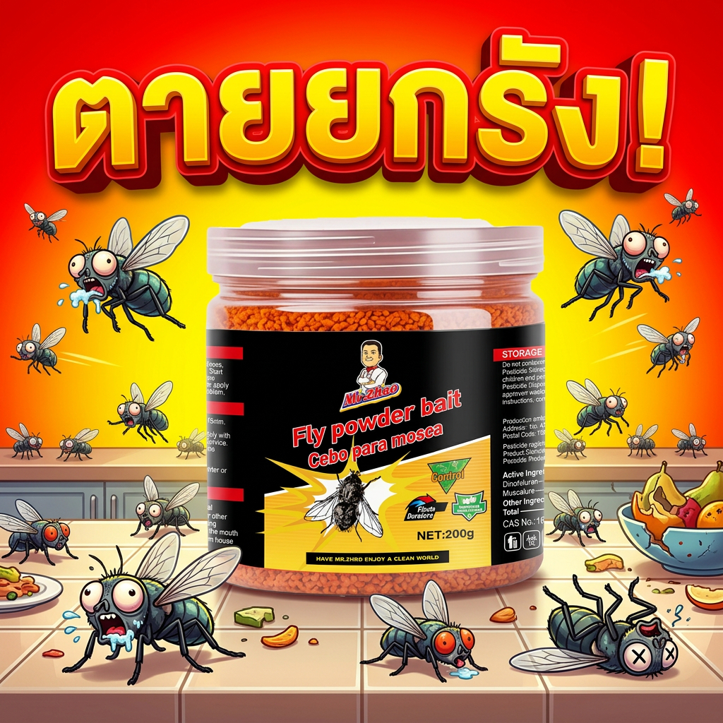 ป้องกัน 24 ชั่วโมง! ผงกำจัดแมลงวัน เหยื่อกำจัดแมลงวัน กำจัดแมลงวัน บ้านไม่มีแมลงวัน! ผงไข่เน่า