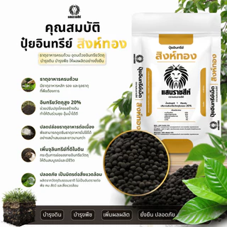 ปุ๋ยอินทรีย์สิงห์ทอง ตราแสนราชสีห์ ขนาด 1 กิโลกรัม สำหรับฟื้นฟูดิน บำรุงราก ช่วยให้พืชเติบโตได้ดี