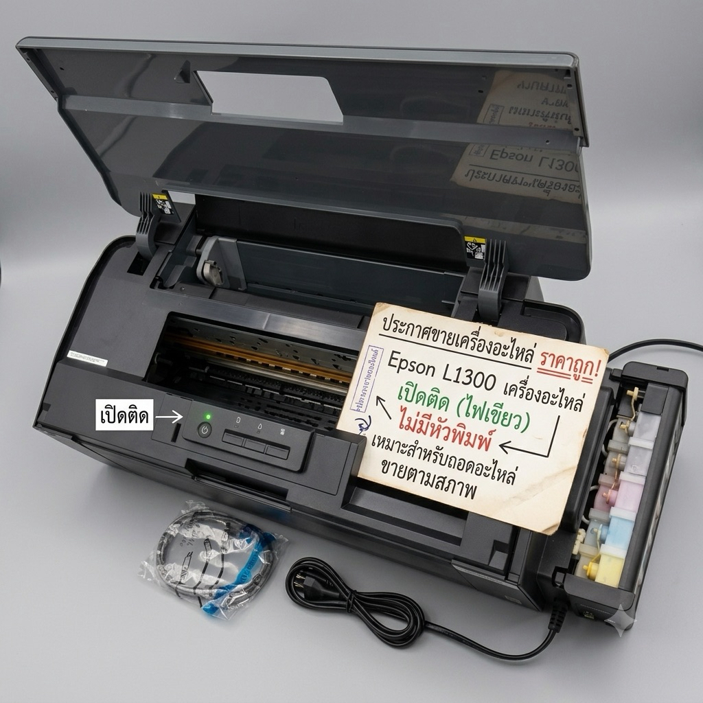 เครื่องปริ้น printer  Epson l1300 พร้อมป้ายเครื่องอะไหล่ เปิดติด ไม่มีหัวพิมพ์ ขายเป็นอะไหล่ราคาถูก