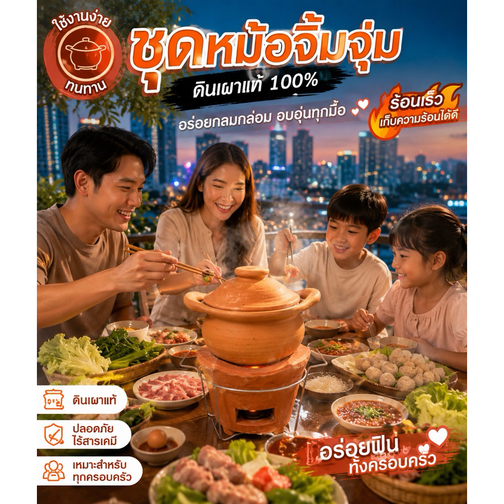 ชุดหม้อจิ้มจุ่ม ครบชุด หม้อ + ฝา + เตา + ขา มีให้เลือกต่าง