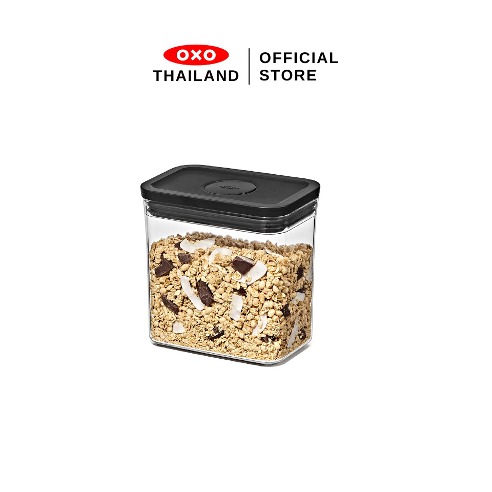 OXO กล่องถนอมอาหาร สี่เหลี่ยมผืนผ้า 1.6 ลิตร/1 kg ฝาดำด้าน I OXO POP CONTAINDER 1.6 L (1 KG) - Matte Black