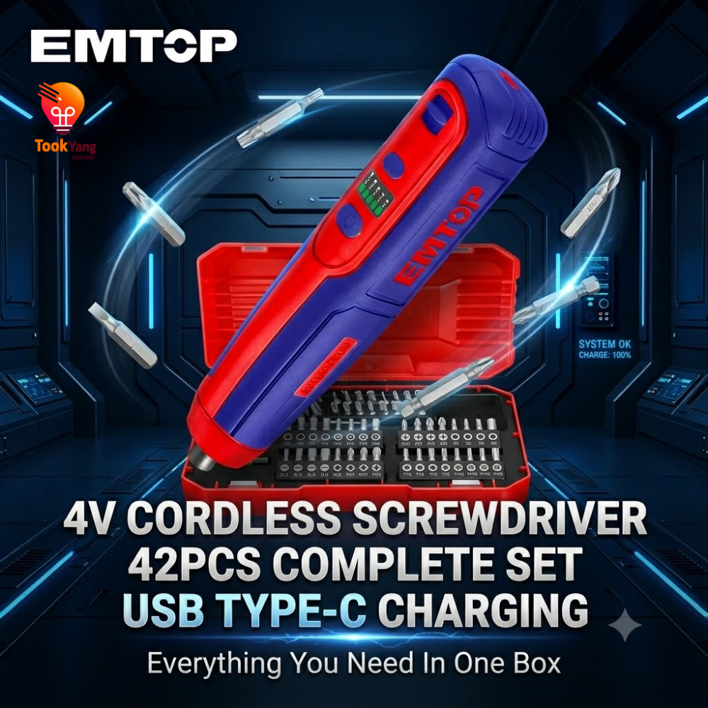 EMTOP ไขควงไร้สาย ไขควงไฟฟ้าไร้สาย รุ่น ECSR0406 (4V Electric Screwdriver Set) มาพร้อมชุดดอกไขควงครบ