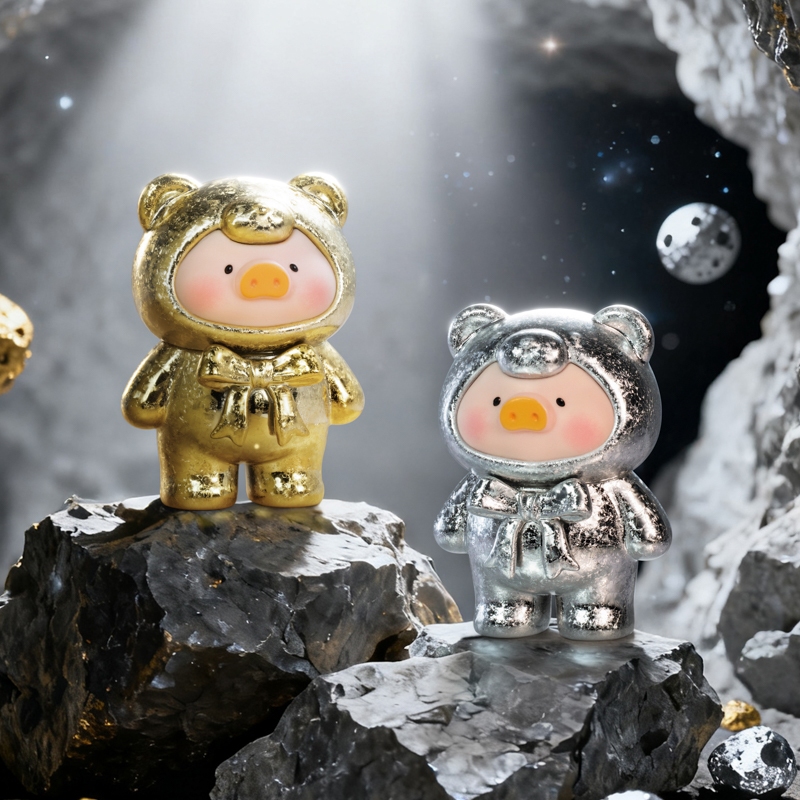 lulu the piggy ซีรีส์แร่ ตุ๊กตากล่องสุ่มฟิกเกอร์จิ๋วตั้งโต๊ะ ของสะสมสุดคิ้วท์ สีสวยน่ารัก เหมาะให้เป็นของขวัญ