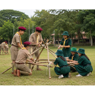 หมวกลูกเสือ เนตรนารี ยุวกาชาด ผู้บำเพ็ญ รด หมวกเบเร่ต์ แดง เขียว ทุกใบพร้อมเข็มเครื่องหมาย