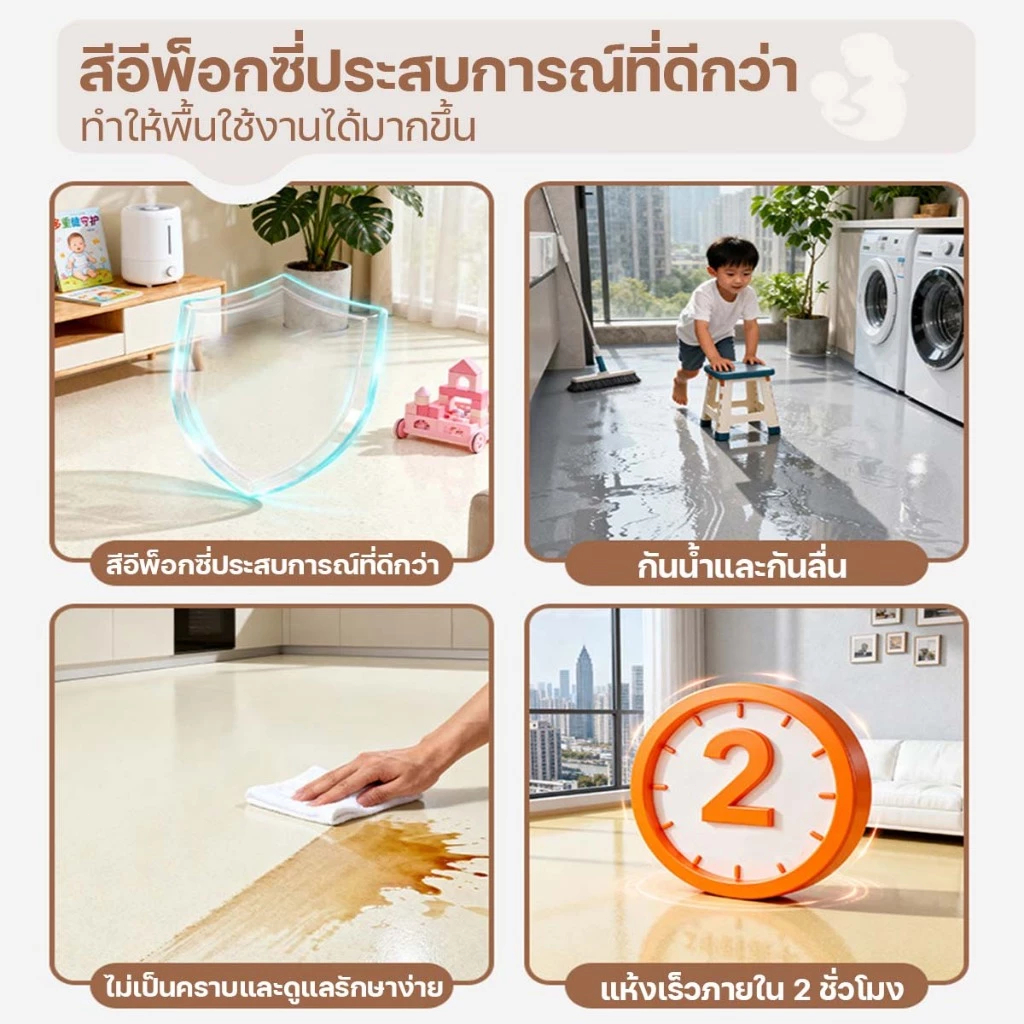 เกรดประหยัดสีทาพื้นปูนทรายสีสัน 1kg สีทาพื้นลายหินอ่อน รูปที่ 3