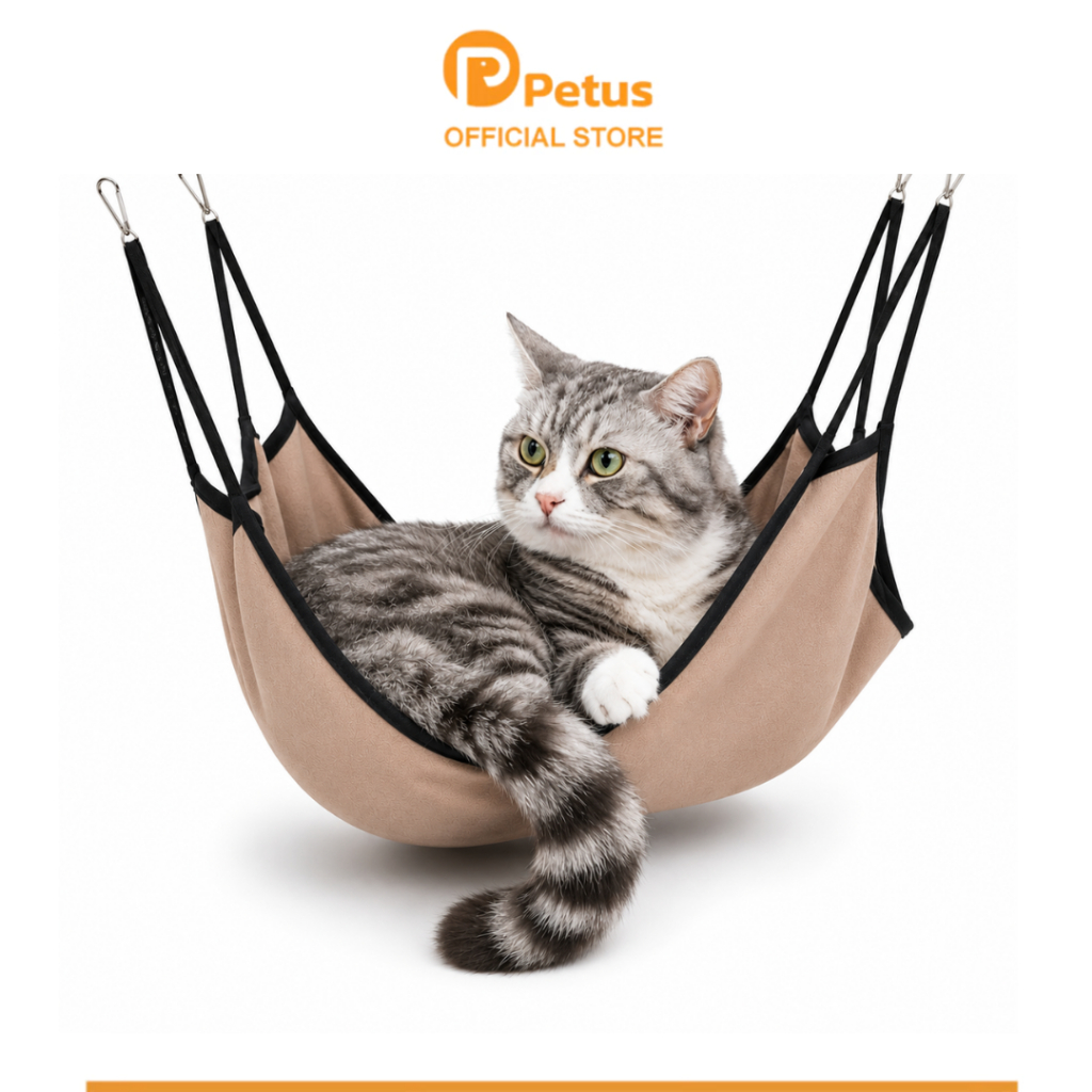 Petus 3แถม1 เปลแมว ที่นอนแมว Cat Hanging Cushion ขนาด 40x50cm. ผ้านุ่มนิ่ม ขนแกะ เปลแกว่งแขวน