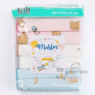 Little Home Baby ผ้าอ้อมพิมพ์ลาย จากฝ้ายมัสลินธรรมชาติ 100% ขนาด 28x28 นิ้ว แพ็ค 6 ผืน