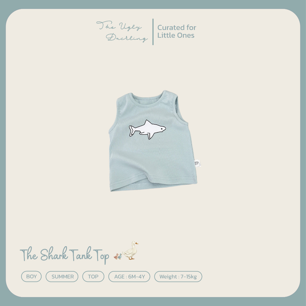 (พร้อมส่ง/ส่งด่วน🛵) Baby Shark Tank Top เสื้อเด็กผู้ชาย-เสื้อผ้าเด็ก Minimal สไตล์เกาหลี จาก the.ugly.duckling