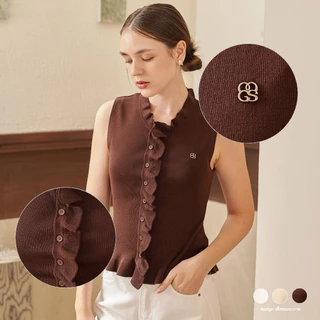 เสื้อดีเทลขอบระบาย รุ่น Roslyn Wine (A68)