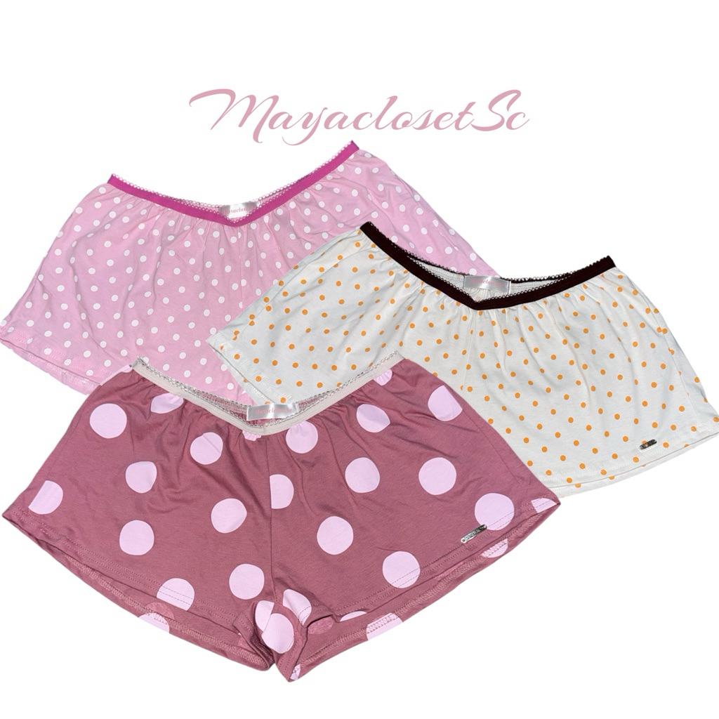 Dotty Shorts 🍡กางเกงขาสั้นใส่นอนเอวต่ำ แต่งเอวลูกไม้