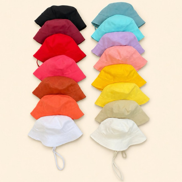 หมวกบักเก็ตเด็ก พร้อมส่ง ใส่กันแดดได้ หมวกมีสายรัดคางไม่หลุดง่าย ผ้าคอตตอนหนาเกรดเอ