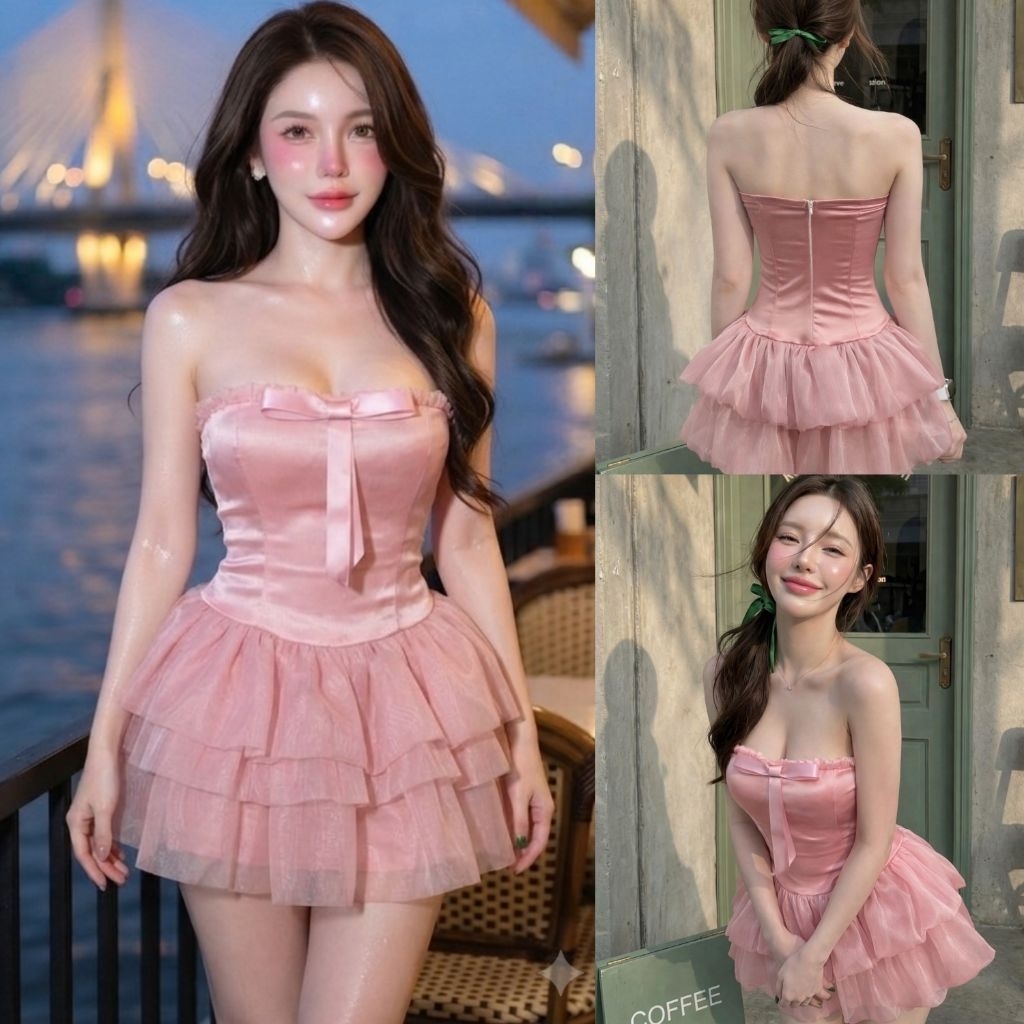 ชุดพีอาร์ผ้าซาตินเสริมฟองน้ำทรงสวย
