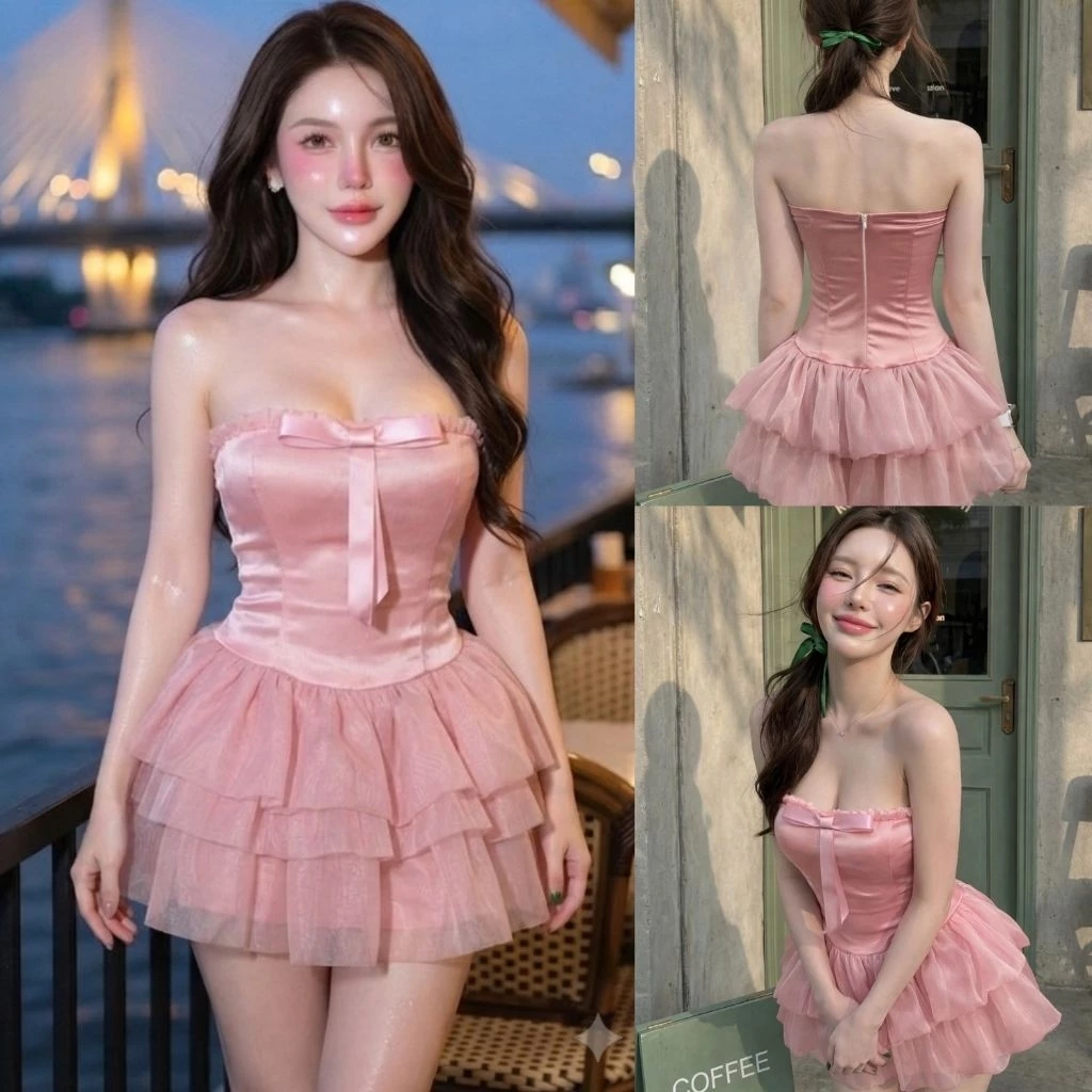 ชุดพีอาร์ผ้าซาตินเสริมฟองน้ำทรงสวย