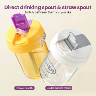 แก้วน้ำ 300ml มีฝาเกิด-ปิด พร้อมหลอดยาง แบบพกพา