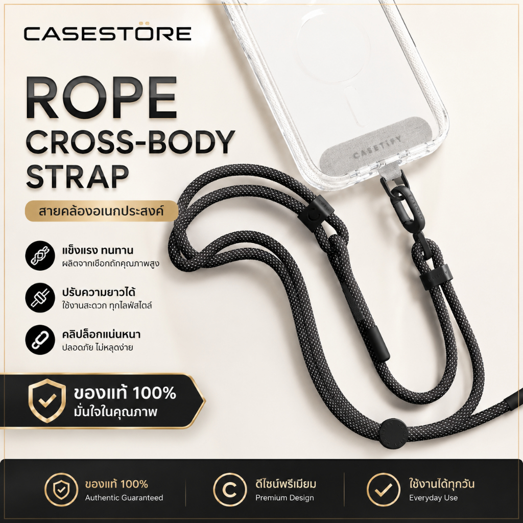(พร้อมส่ง) CASETiFY Rope Crossbody Strap สายคล้องโทรศัพท์ | ของแท้