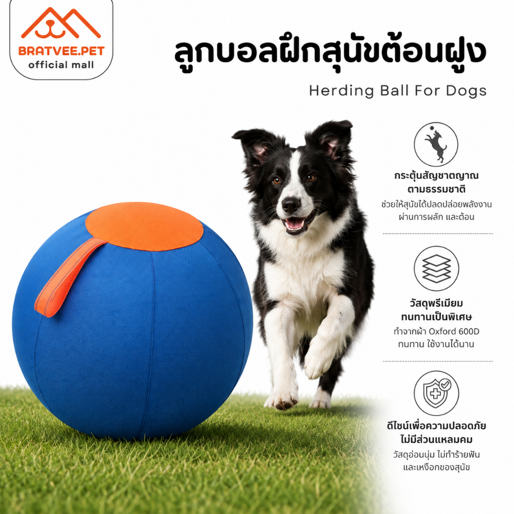 [Bratvee] x Doglemi Herding Ball ลูกบอลสำหรับสุนัข ลูกบอลฝึกหัดสุนัข บอลสุนัขต้อนแกะ มี 3 ขนาด