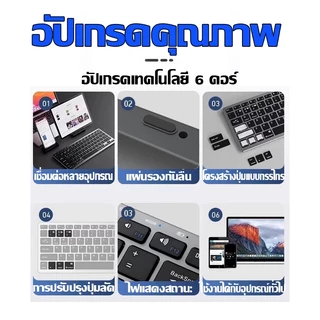 【🔥2026 รุ่นล่าสุด ชุดเงียบ🔥】คีย์บอร์ดไร้สาย คีย์บอร์ด เชื่อมต่อพร้อมกันได้ 3 เครื่อง ชุดคีย์บอร์ด คีย์บอร์ดและเมาส์
