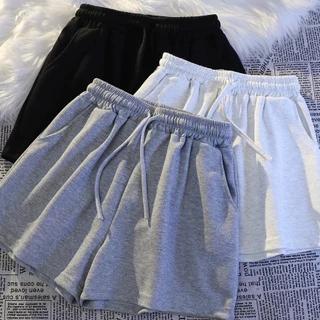 Beryl กางเกงขาสั้นสูงเอวผู้หญิงS-2XL ต่อขอบลูกไม้ สไตล์ลำลอง ขากว้างหลวม สวมสบายจับคู่ง่าย