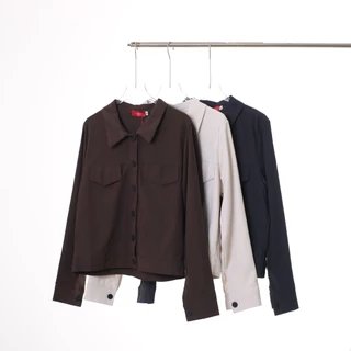 Lawyer Store I [727334] เสื้อคอปกแขนยาว แต่งกระเป๋าหลอก ส่เป็นเสื้อคลุมก็ได้ หรือใส่ตัวเดียวก็ได้ เสื้อคลุม เสื้อผู้หญิง