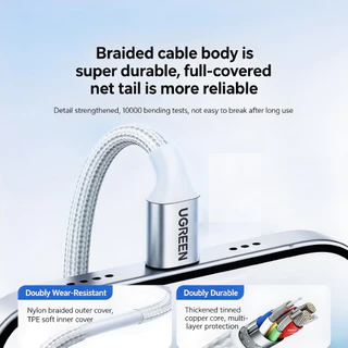 UGREEN USB to Lightning MFi 2.4A สายชาร์จเร็ว Fast Charging Cable Nylon Type สำหรับ iPhone 14/13/12/11/Pro/8/7 Plus XR X