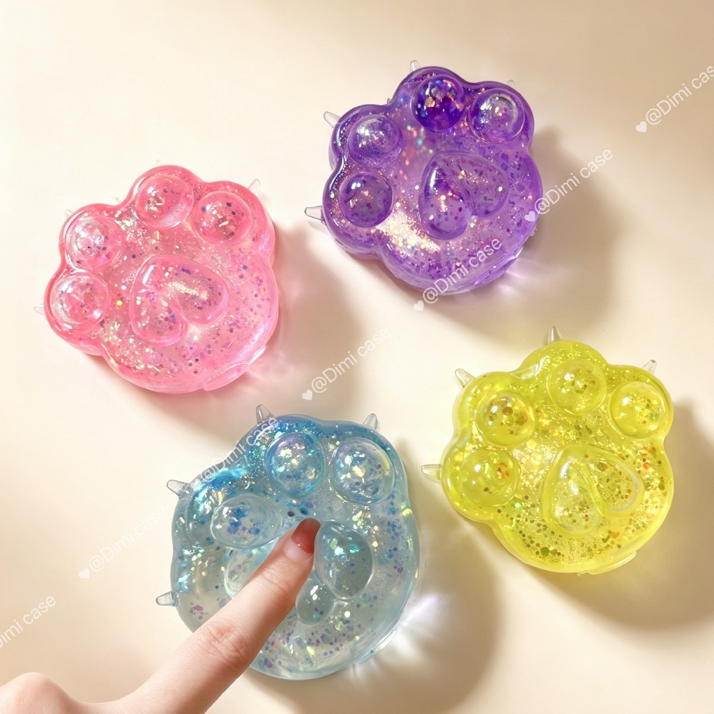 ของเล่นจำลอง สกุชชี่ นุ่มหนึบ สกุชชี่ลาย เท้าเเมว ของเล่นสำหรับเด็ก ส่งจากไทย