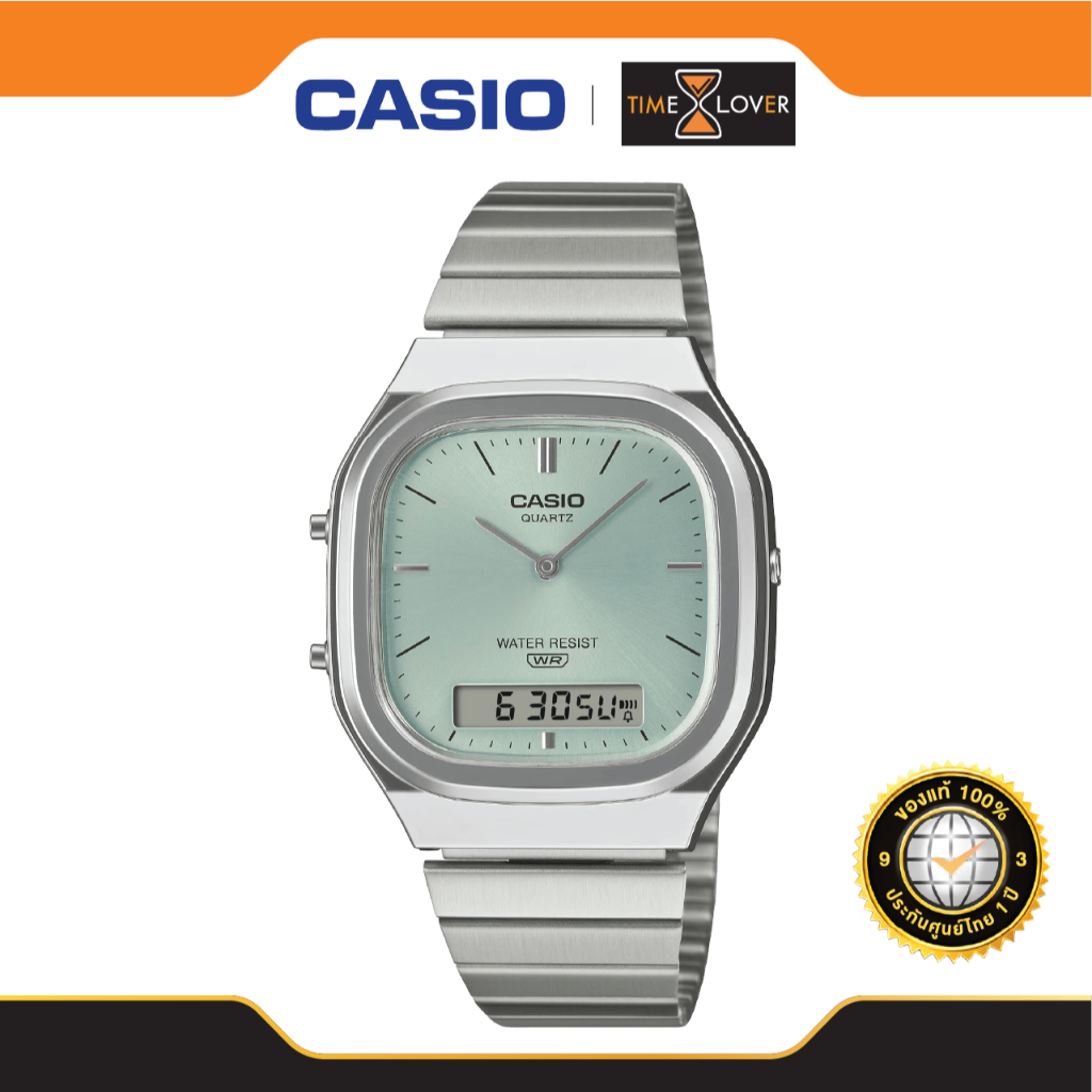 CASIO รุ่น AQ-240E-2A แท้ 100% ประกันศูนย์ไทย แสดงผลสองระบบแบบ อนาดิจิ ขนาด ก 35.8 x ย 40.9 mm