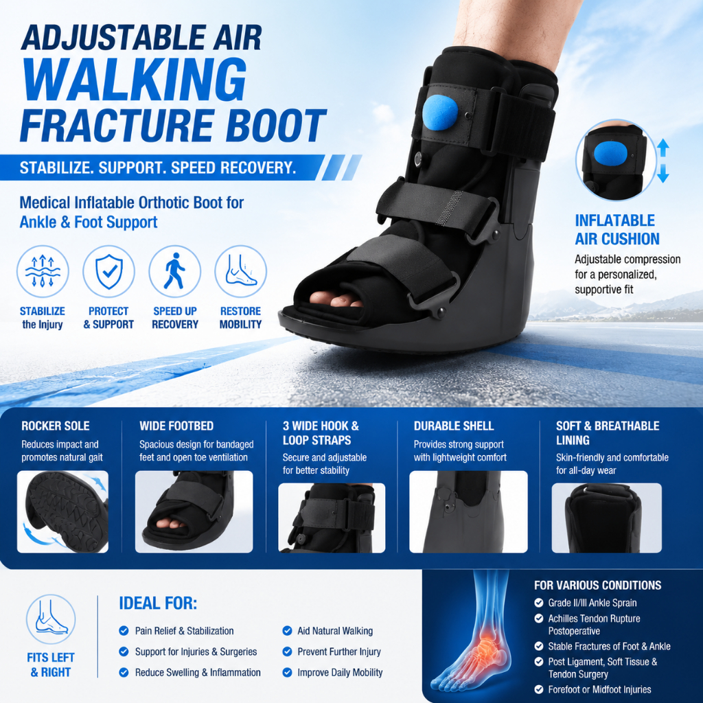 Adjustable Air Walking Boot Inflatable Support for Ankle Fracture Sprain Achilles Rehab Fits Both