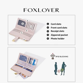 FOXLOVER กระเป๋าสตางค์ยาวผู้หญิง มีช่องใส่บัตร 11 ช่อง กระเป๋าบัตรประชาชนและบัตรเครดิต เรียบง่ายทันสมัย รุ่นใหม่ปี 26