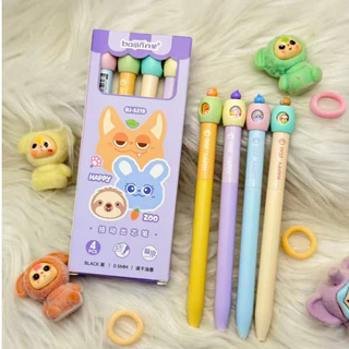สินค้าส่งจากไทย ราคาส่งตั้งแต่ชิ้นแรก ปากกาเจลยกแพ็ค 4 ชิ้น ปากกาเจลลายน่ารัก พกพาสะดวก ขนาดหัวปากกา 0.5 มม.