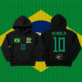 Brazil/Neymar JR No.10 jersey เด็ก เสื้อฮู้ด/Football Hoodie/Summer sun protection clothing M-3XL and 120CM-150CM Unisex