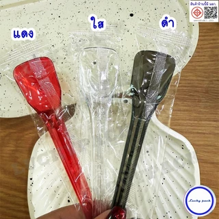 (100 ชิ้น) ช้อนขนมพลาสติกญี่ปุ่นยาว 12 ซม.ห่อฟิล์ม OPP แบบแพ๊คเดี่ยว สีดำ, แดง ,ใส