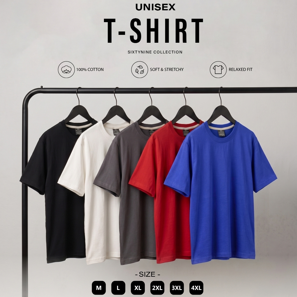 พร้อมส่ง เสื้อยืดสีพื้น ผ้าCOTTON 100% [ใส่โค้ด SIX15DEC ลด 15%]