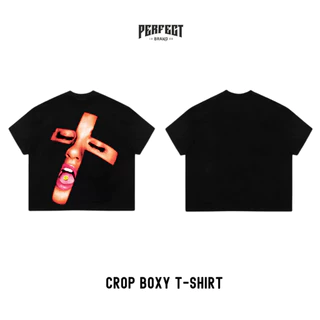 (ลายใหม่)เสื้อยืดครอป ทรงBoxy T-shirt คอฟิตเนื้อผ้า Cotton 100% - PERFECTBRAND.02