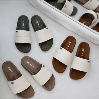 [TOMi-"Sora"] **เท้าอวบเผื่อ +1 ไซส์** รองเท้าแตะรุ่นสวมสองลอนนิ่ม-หนังกลับ (suede) ดีไซน์น่ารัก พื้นนุ่มใส่สบาย (**เท้า
