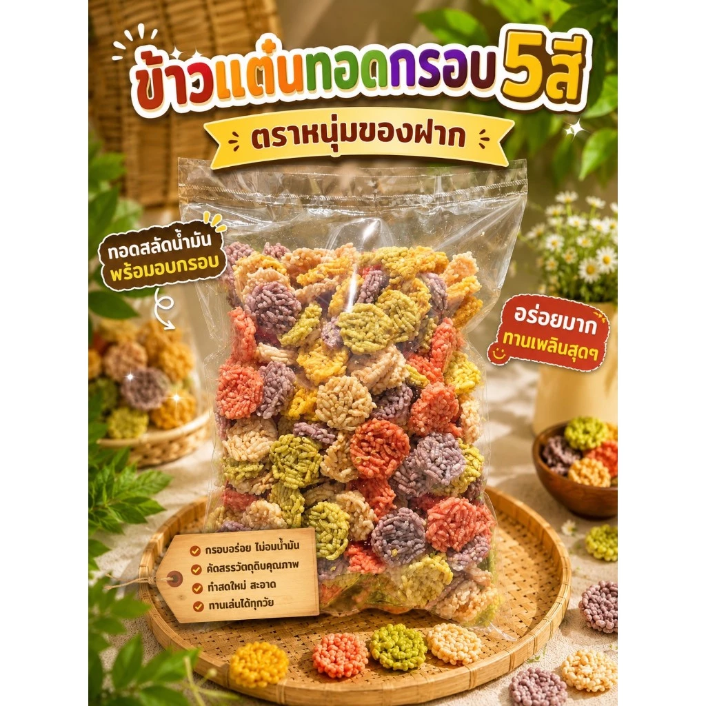 ข้าวแตนมินิแผ่นทอดพอดีคำ กรอบ อร่อย กินเพลิน