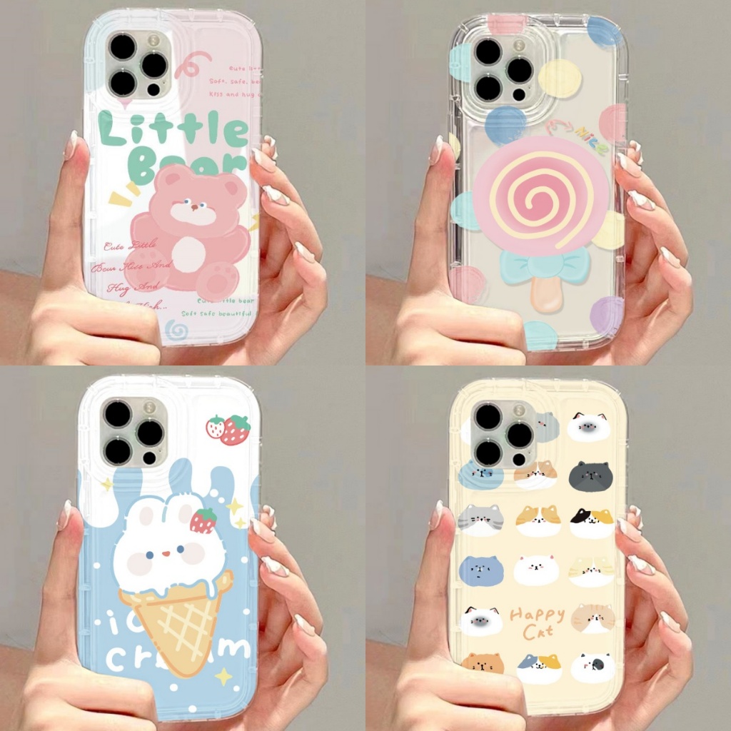 สำหรับ for iPhone 17 11 13 14 15 12 16 Pro Max 6S 7 8 Plus X XR XS MAX SE2022 เคสนิ่มใสถุงลมนิรภัยกันกระแทกการ์ตูนน่ารัก