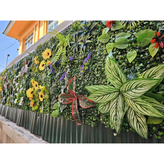 หญ้าเทียม 40x60cm หญ้ามิลาน รั้วใบไม้ประดิษฐ์ ตกแต่งกำแพงสวน ร้านกาแฟ ตกแต่งบ้าน แผงหญ้าติดผนัง