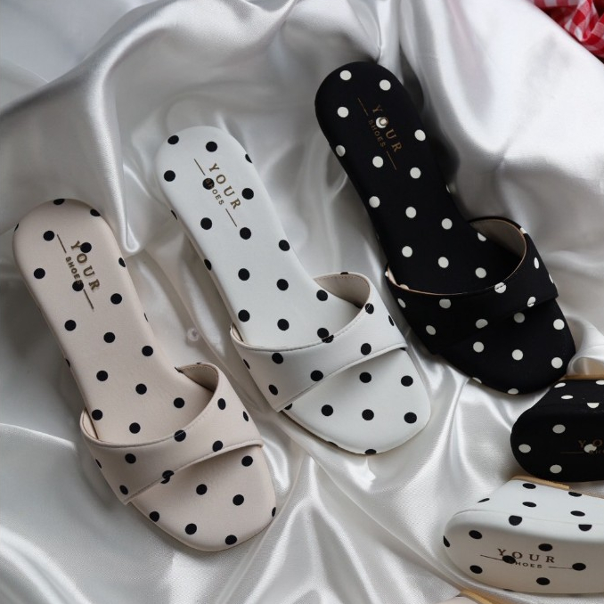 YOURSHOES K1 / รองเท้าส้นสูง 3นิ้ว รองเท้าลายจุด รองเท้าPolkadot