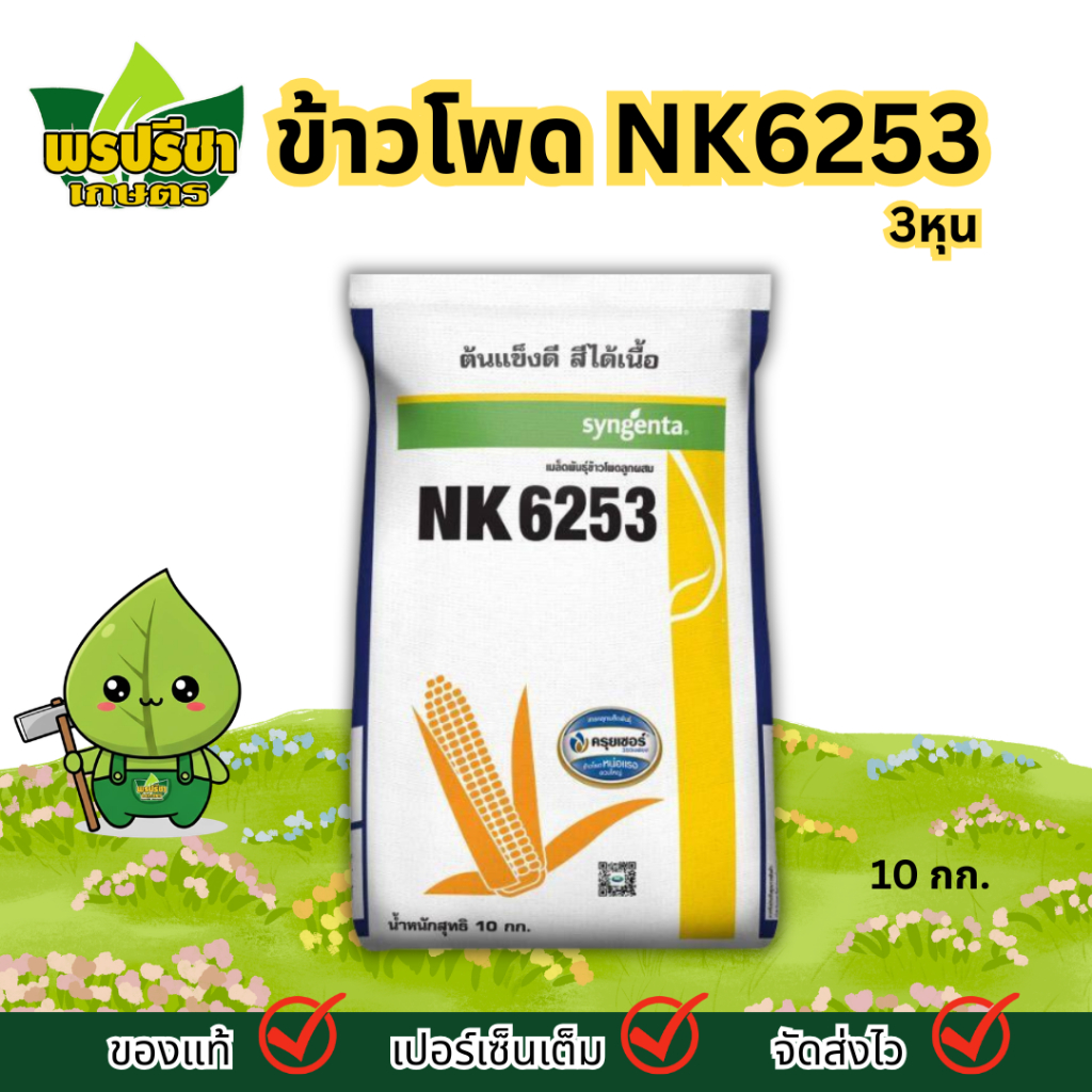 ข้าวโพด NK6253   3หุน 10กก. เมล็ดพันธุ์ข้าวโพดเลี้ยงสัตว์