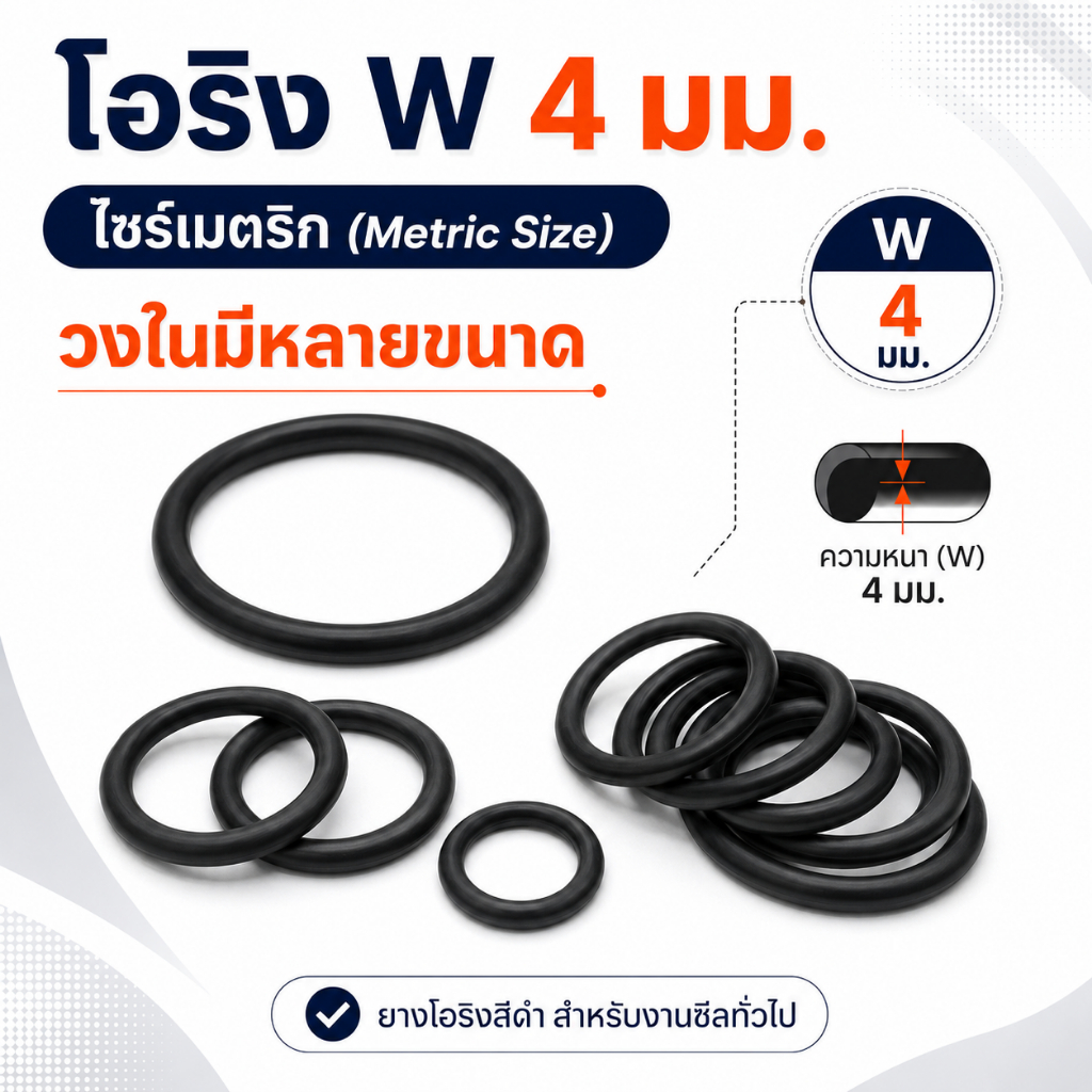 ORING (โอริง ) NBR-70 Metric Size ความหนา W 4 mm.เลือกได้หลายขนาน