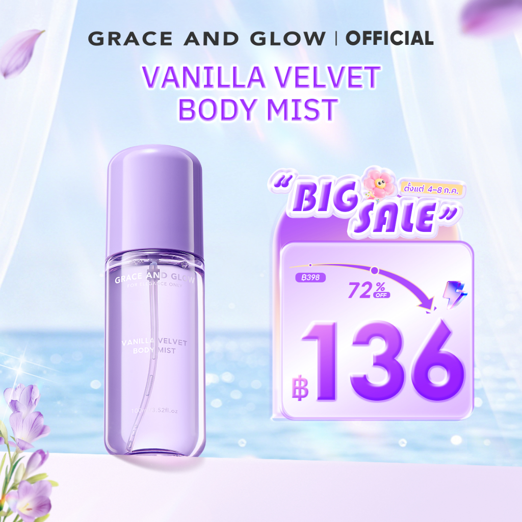 Grace and Glow vanilla velvet body mist - สเปรย์ฉีดผิวกาย บอดี้ มิสต์