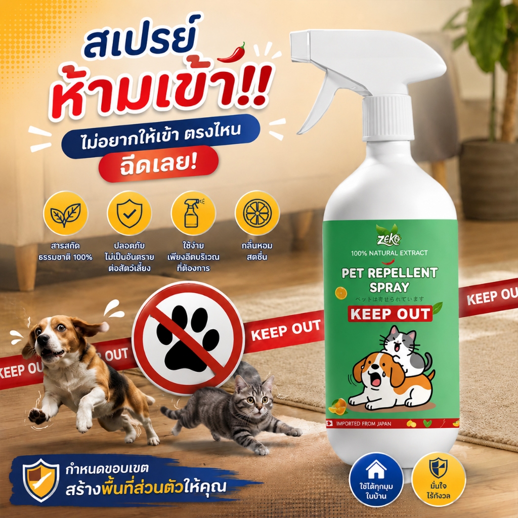 สเปรย์ไล่แมว เลิกพฤติกรรมทำลายบ้านเด็ดขาด ไล่แมว ฉีดทีหันหลังหนีทันที หยุดกัด หยุดข่วน  สเปรย์ไล่หมา