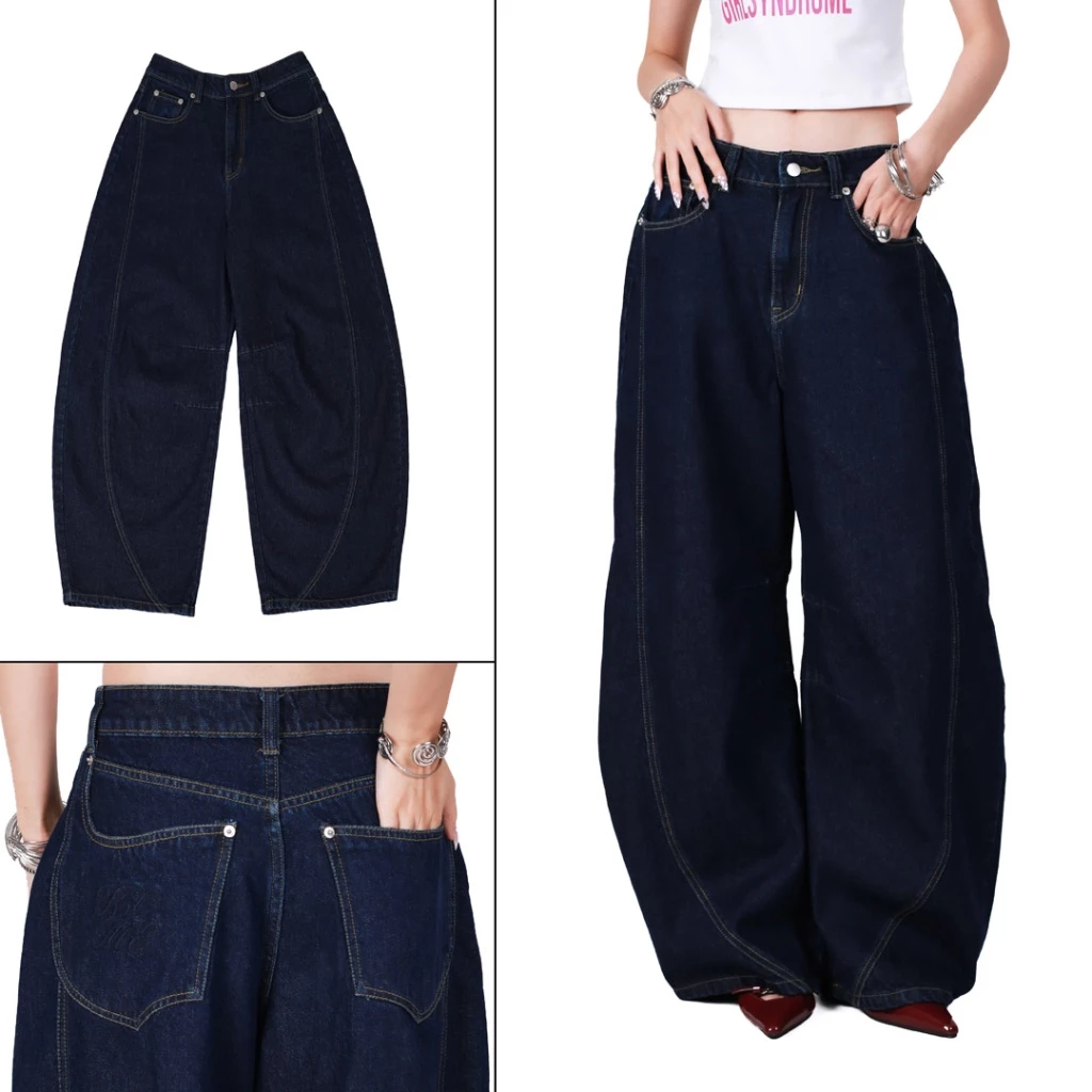 kome.offi กางเกงยีนส์ทรง barrel รุ่น magnet barrel jeans