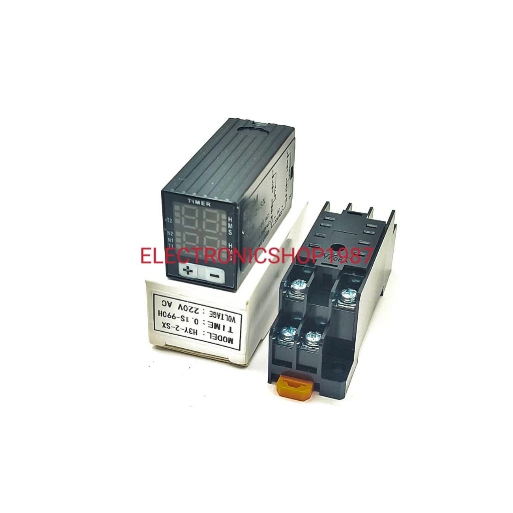 1ชุด  พร้อมฐานH3Y-2 H3Y-2-SX 0.1S -99H  DIGITAL Delay Timer Relay /Loop Timer ทามเมอร์ดิจิตอล 2NO 2N