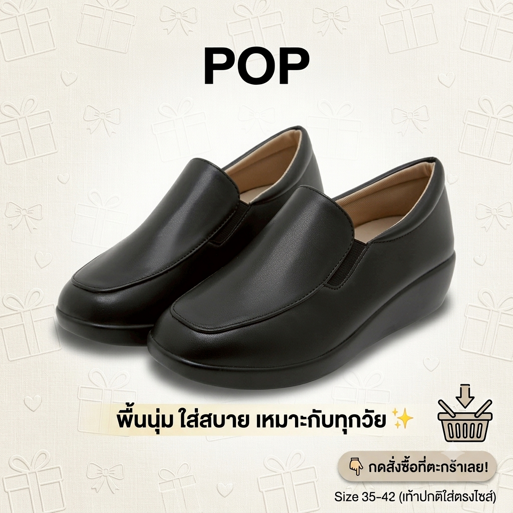 Pop Shoes รองเท้าใส่สบาย ความสูง 1.5 นิ่ว นุ่ม มีสีขาว สายแพทย์ สายพยาบาลด้วยนะคะ