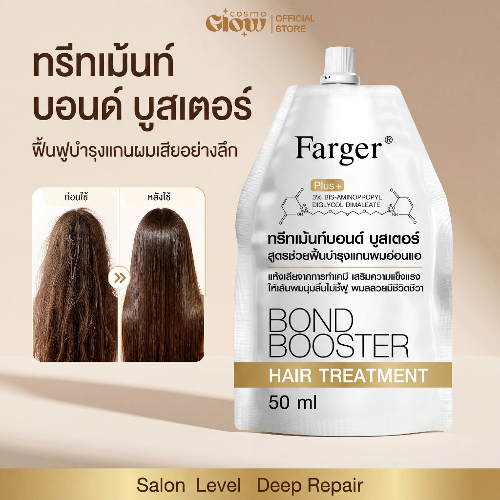 Farger Hair Mask ฟื้นฟูผมเสีย บำรุงผมแห้งเสีย ลดชี้ฟู สำหรับผมทำสีและดัด 50มล