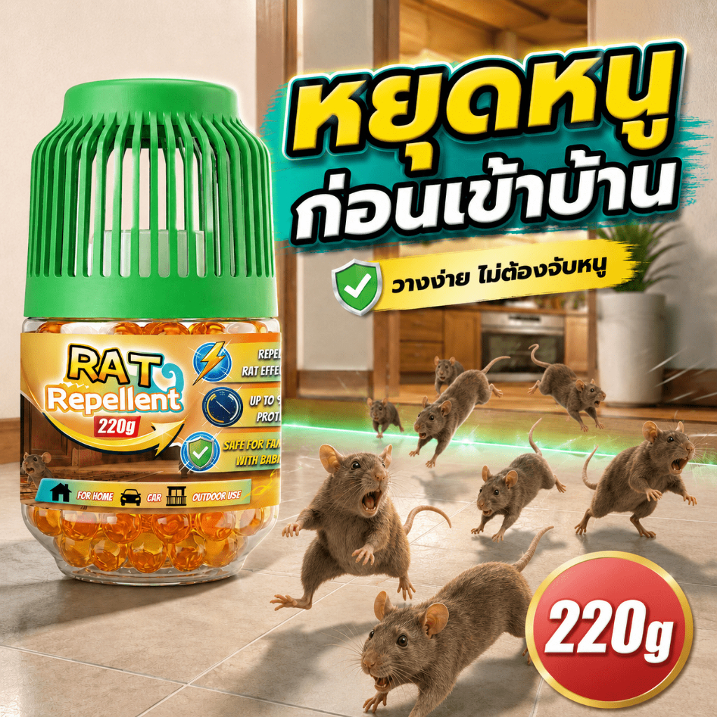 🐭หนูไม่กล้าเข้าใกล้🐭เจลไล่หนู ยาไล่หนู 220g ใช้ได้นาน กลิ่นจากพืชกระจายเร็ว ใช้ได้ทั้งบ้านและรถยนต์